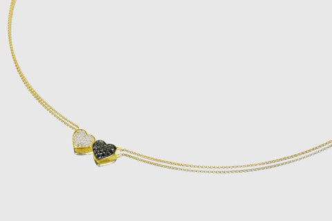 Double Heart Diamond Necklace - elbeu