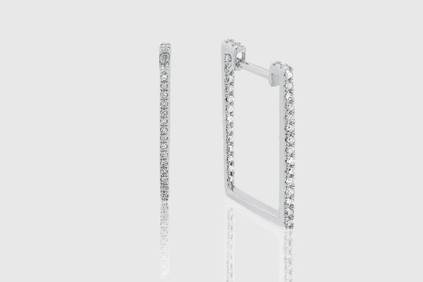 Rectangle Hoop Diamond Earrings - elbeu