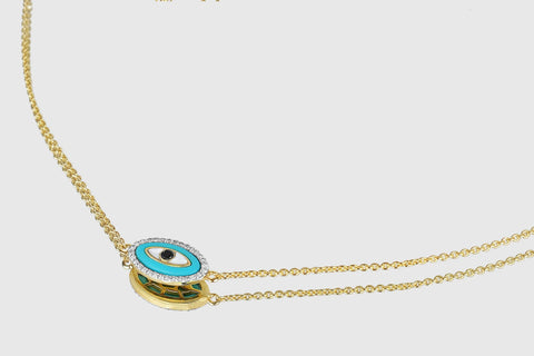 Evil Eye Diamond Turquoise Necklace - elbeu