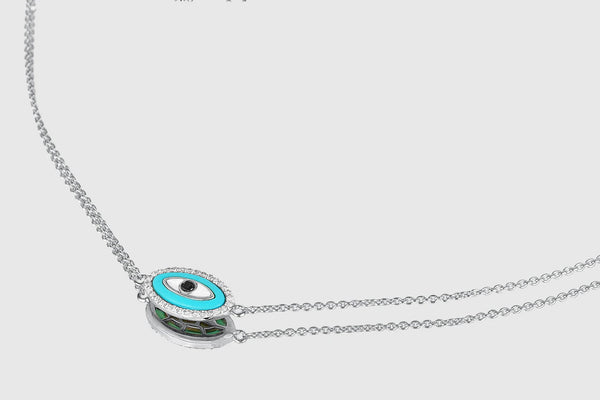 Evil Eye Diamond Turquoise Necklace - elbeu