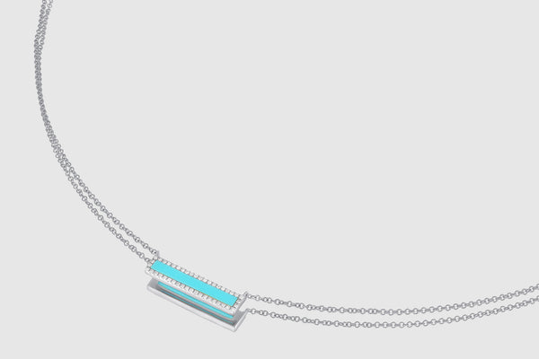 Bar Diamond and Turquoise Necklace - elbeu