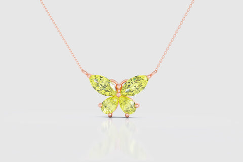 Butterfly Yellow Diamond Necklace - elbeu
